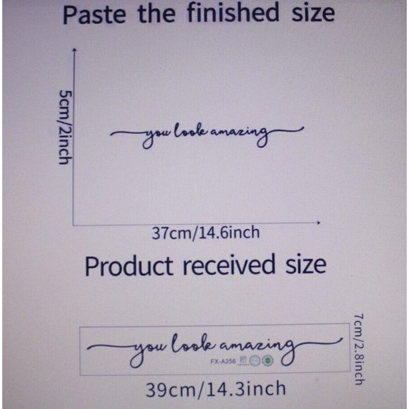 Creative "You Look Amazing" Sticker 2.8" X 14.3" Waterproof Vinyl Mirror Window - Picture 5 of 5